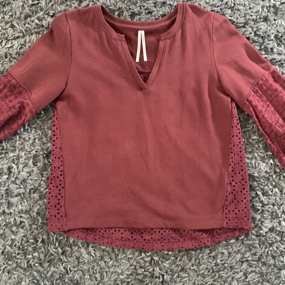 Anthropologie Top w/Lace Puff Sleeves and Back - Picture 5 of 13